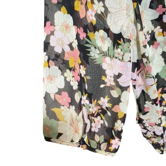 LC Lauren Conrad Floral Chiffon Peasant Top - Picture 7 of 8